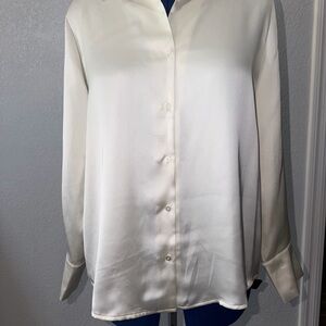 Women's Ivory Satin Button-Down Shirt